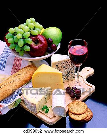 Stock Image - Close-up, abundant, Chopping-board, cheese, board, abundance. Fotosearch