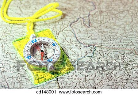 Compass on map View Large Photo Image Stock Image - Compass on map. Fotosearch
