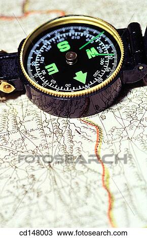 Compass on map View Large Photo Image Stock Image - Compass on map. Fotosearch