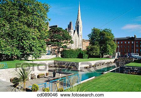 Stock Photograph - Garden of Remembrance, Findlater's Church in background. Dublin. Ireland. Fotosearch