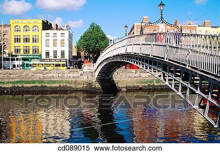 Ha? penny Bridge over Liffey River. Dublin. Ireland View Large Photo Image Stock Photography - Ha? penny Bridge over Liffey River. Dublin. Ireland. Fotosearch