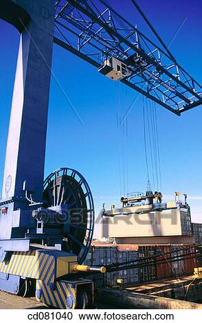 Loading Containers onto barge View Large Photo Image Stock Image - Loading Containers onto barge. Fotosearch