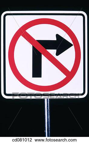 Stock Image - No Right Turn sign. Fotosearch