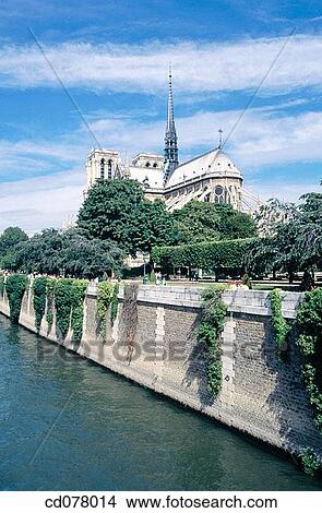 Notre Dame cathedral from Seine River (back view). Paris. France. View Large Photo Image Picture - Notre Dame cathedral from Seine River (back view). Paris. France.. Fotosearch