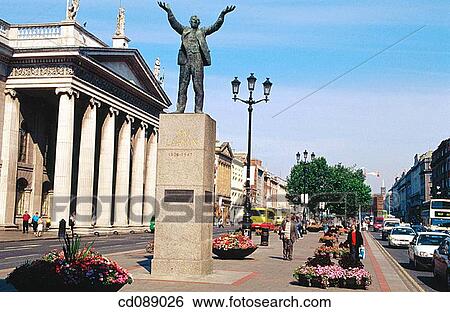 O? Connell Street, with General Post Office building and statue of Jim Larkin. Dublin. Ireland View Large Photo Image Stock Photograph - O? Connell Street, with General Post Office building and statue of Jim Larkin. Dublin. Ireland. Fotosearch