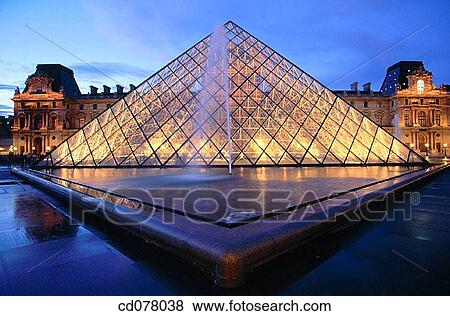 Pyramid and fountains at Louvre Museum. Paris. France. View Large Photo Image Stock Photo - Pyramid and fountains at Louvre Museum. Paris. France.. Fotosearch