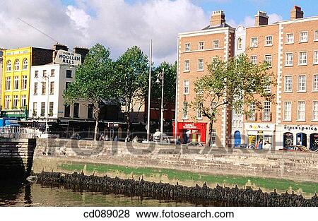 Quays on the River Liffey. Dublin. Ireland View Large Photo Image Stock Photo - Quays on the River Liffey. Dublin. Ireland. Fotosearch