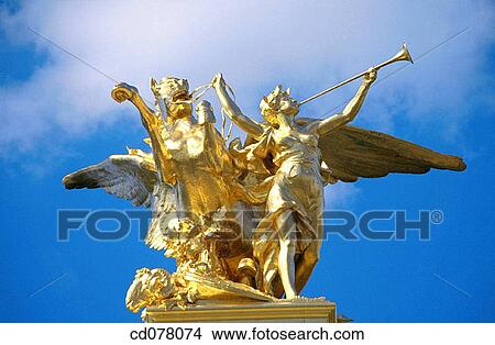 Statues at Alexandre III Bridge. Paris. France. View Large Photo Image Picture - Statues at Alexandre III Bridge. Paris. France.. Fotosearch