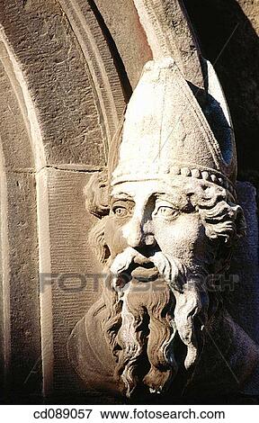 Stone head, said to be of St. Patrick, at the Church of the Most Holy Trinity. Dublin Castle. Ireland View Large Photo Image Stock Photo - Stone head, said to be of St. Patrick, at the Church of the Most Holy Trinity. Dublin Castle. Ireland. Fotosearch