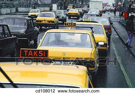Stock Image - Taxis, Estambul, Turkey. Fotosearch