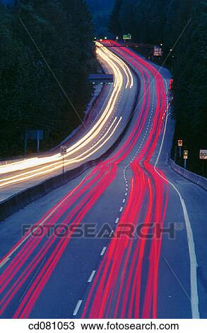 Stock Image - Traffic light streaks. Fotosearch