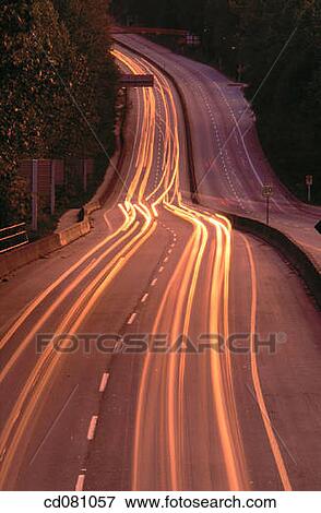 Stock Photo - Traffic light streaks. Fotosearch