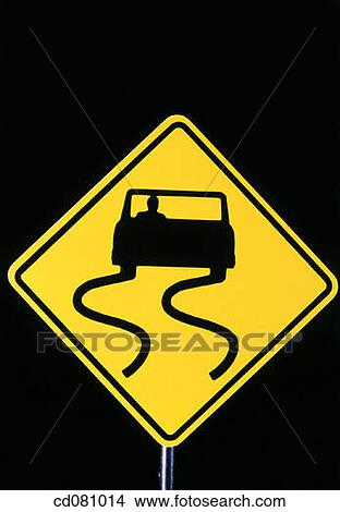Picture - Winding Road sign. Fotosearch