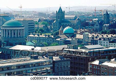 Aerial view towards city centre. Dublin. Ireland View Large Photo Image Stock Photo - Aerial view towards city centre. Dublin. Ireland. Fotosearch