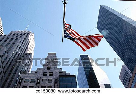 American flag, city, building, Americana, America View Large Photo Image Stock Image - American flag, city, building, Americana, America. Fotosearch