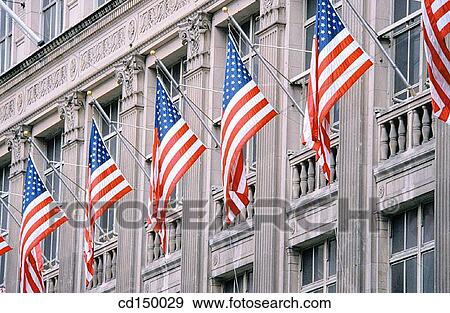American flag, city, building, Americana, America View Large Photo Image Stock Photo - American flag, city, building, Americana, America. Fotosearch