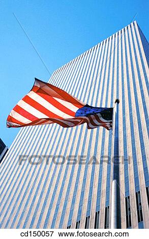 American flag, city, building, Americana, America View Large Photo Image Stock Photo - American flag, city, building, Americana, America. Fotosearch