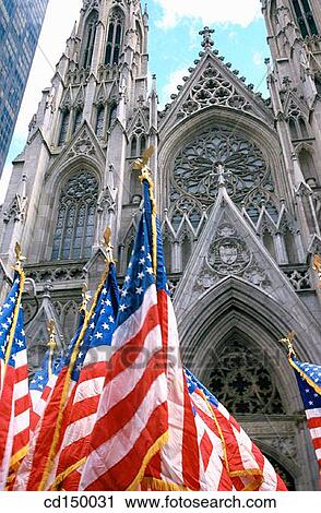 American flags in front of Saint Patrick's Cathedral. New York City. USA View Large Photo Image Stock Image - American flags in front of Saint Patrick's Cathedral. New York City. USA. Fotosearch