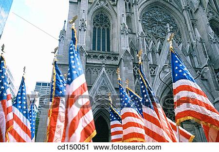American flags in front of Saint Patrick's Cathedral. New York City. USA View Large Photo Image Stock Image - American flags in front of Saint Patrick's Cathedral. New York City. USA. Fotosearch