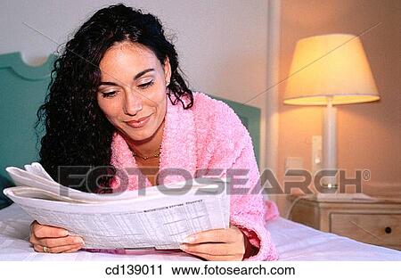 bathrobe, brunette, bedroom, bed, at-home View Large Photo Image Stock Image - bathrobe, brunette, bedroom, bed, at-home. Fotosearch