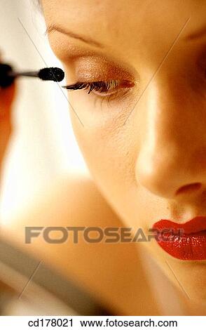 Stock Image - beauty, brunette, Beauty Care, apply. Fotosearch
