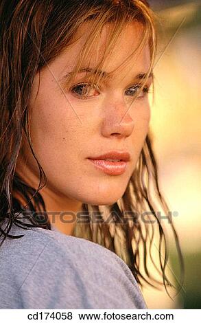 Stock Photo - brunette, Close-up, adolescence. Fotosearch