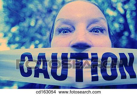 Picture - business, businesspeople, businesswoman, caution, Close-up. Fotosearch