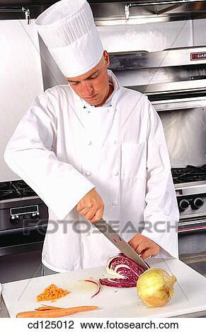 Chef cuting vegetables View Large Photo Image Stock Image - Chef cuting vegetables. Fotosearch