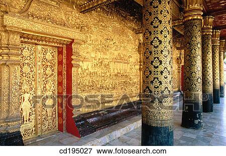 Columns and door on verandah of Wat Mai temple. Luang Prabang. Laos View Large Photo Image Stock Photo - Columns and door on verandah of Wat Mai temple. Luang Prabang. Laos. Fotosearch