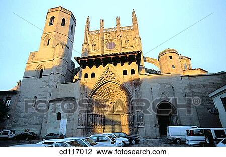 Facade of the cathedral, built in gothic style. Huesca. Spain View Large Photo Image Stock Image - Facade of the cathedral, built in gothic style. Huesca. Spain. Fotosearch