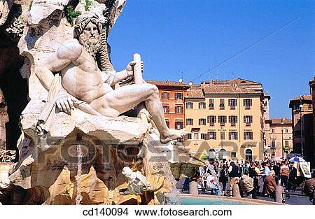 Fountain of the Rivers. Piazza Navona. Rome. Italy View Large Photo Image Picture - Fountain of the Rivers. Piazza Navona. Rome. Italy. Fotosearch