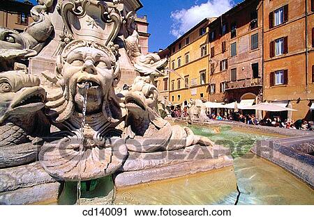 Stock Image - Fountain. Piazza della Rotonda. Rome. Italy. Fotosearch