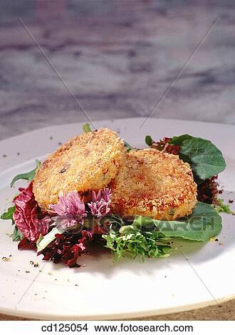 Griddled smoked salmon cakes View Large Photo Image Picture - Griddled smoked salmon cakes. Fotosearch