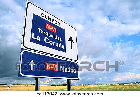 Information boards on highway near the town Adanero. Avila province. Spain View Large Photo Image Stock Image - Information boards on highway near the town Adanero. Avila province. Spain. Fotosearch