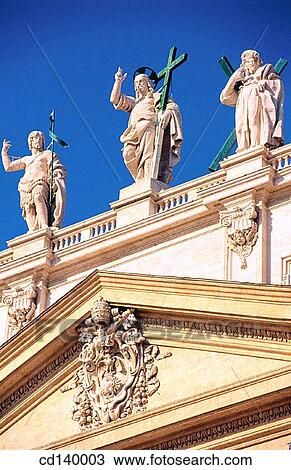 Jesus and Apostles above the porch. St. Peter? s. Rome. Italy View Large Photo Image Stock Image - Jesus and Apostles above the porch. St. Peter? s. Rome. Italy. Fotosearch