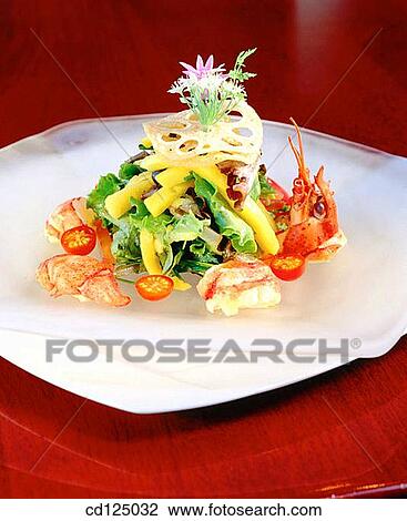 Lobster meat in a bed of freens View Large Photo Image Stock Image - Lobster meat in a bed of freens. Fotosearch