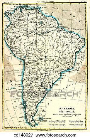 Map of South America circa 1760. From Atlas de Toutes Les Parties Connues du Globe Terrestre by Cartographer Rigobert Bonne. Published Geneva circa 1760. View Large Photo Image Stock Photo - Map of South America circa 1760. From Atlas de Toutes Les Parties Connues du Globe Terrestre by Cartographer Rigobert Bonne. Published Geneva circa 1760.. Fotosearch