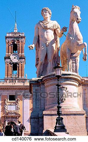 Stock Photograph - One of the Dioscuri knights. Piazza del Campidoglio. Rome. Italy. Fotosearch