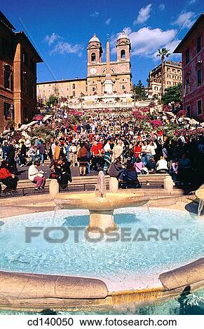 Piazza di Spagna and Church of Trinita dei Monti church. Rome. Italy View Large Photo Image Stock Image - Piazza di Spagna and Church of Trinita dei Monti church. Rome. Italy. Fotosearch