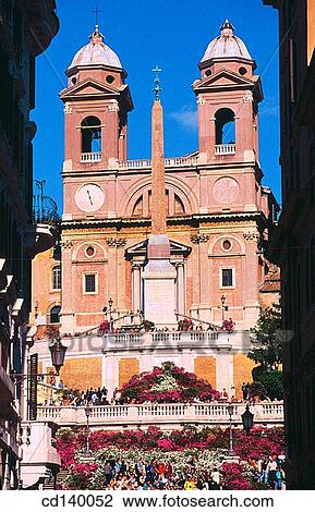 Piazza di Spagna and Church of Trinita dei Monti church. Rome. Italy View Large Photo Image Stock Image - Piazza di Spagna and Church of Trinita dei Monti church. Rome. Italy. Fotosearch