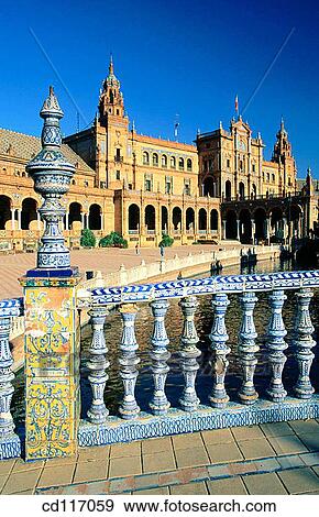 Plaza de Espa±a. Seville. Spain View Large Photo Image Stock Photo - Plaza de Espa±a. Seville. Spain. Fotosearch