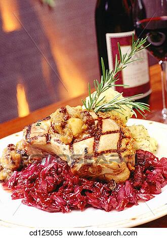 Pork chop with red cabbage View Large Photo Image Stock Photography - Pork chop with red cabbage. Fotosearch