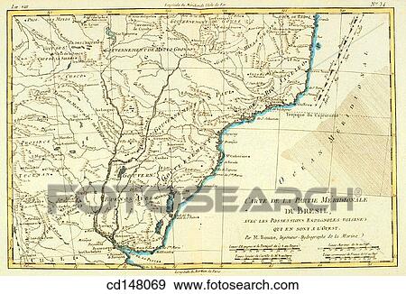 Stock Photo - Southern Brazil, 18th century map. Fotosearch