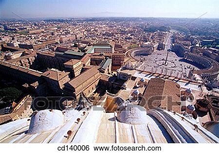 St. Peter's Square seen from St. Peter's dome. Rome. Italy View Large Photo Image Stock Photograph - St. Peter's Square seen from St. Peter's dome. Rome. Italy. Fotosearch