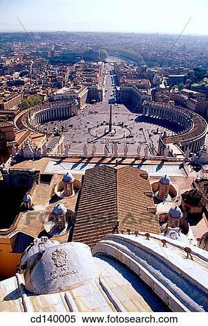 St. Peter's Square seen from St. Peter's dome. Rome. Italy View Large Photo Image Stock Photography - St. Peter's Square seen from St. Peter's dome. Rome. Italy. Fotosearch