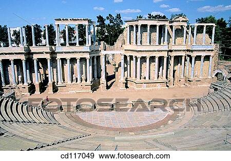 Stock Photo - Theater in the old roman city Emerita Augusta. Merida. Spain. Fotosearch