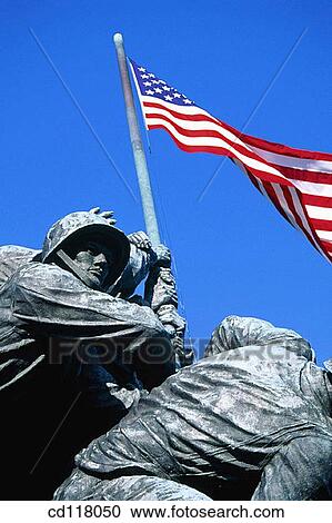 Stock Image - U. S. Marine Corps War Memorial. Arlington National Cemetery, near Washington D. C. Virginia. USA. Fotosearch