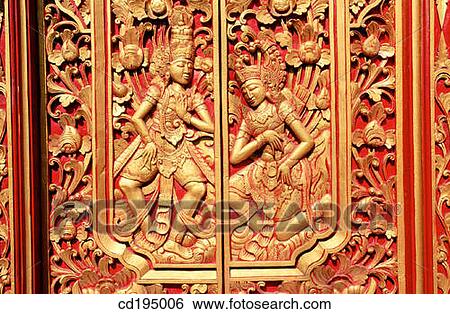 Wood carving reliefs on temple door. Kuta. Bali. Indonesia View Large Photo Image Stock Photograph - Wood carving reliefs on temple door. Kuta. Bali. Indonesia. Fotosearch