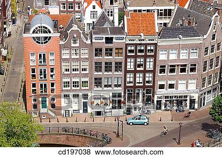 Stock Photo - Aerial view over Prinsengracht. Amsterdam. Holland. Fotosearch