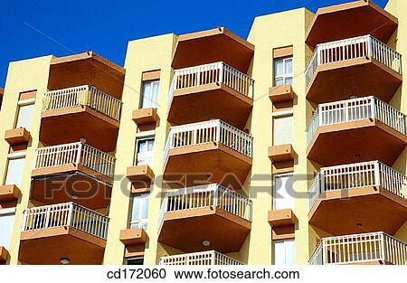 Stock Image - architecture, concept, building, balcony, apartment. Fotosearch